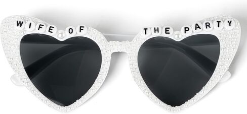 PANTIDE Bride To Be Sunglasses - Rhinestone Pearl Heart Shaped Sunglasses, Bachelorette Bridal Shower Wedding Engagement Gift in Kuwait