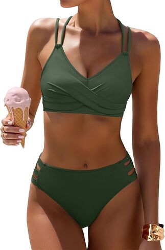 ANRABESS Bikini Sets for Women V Neck Criss Cross Two Piece Swimsuit Sexy Cutout Bathing Suit 2026 Beach Vacation Swimwear in Saudi Arabia