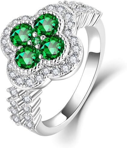 Irish Four Leaf Clover Ring For Women, Sterling S925 Silver Birthstone Ring, Shamrock Ring, Celtic Knot Infinity Ring in Saudi Arabia