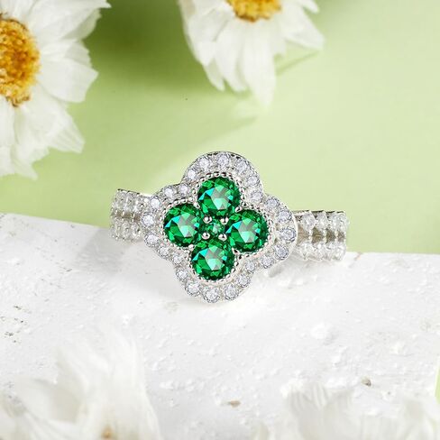 Irish Four Leaf Clover Ring For Women, Sterling S925 Silver Birthstone Ring, Shamrock Ring, Celtic Knot Infinity Ring in Saudi Arabia