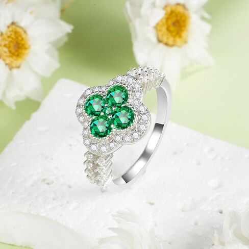 Irish Four Leaf Clover Ring For Women, Sterling S925 Silver Birthstone Ring, Shamrock Ring, Celtic Knot Infinity Ring in Saudi Arabia