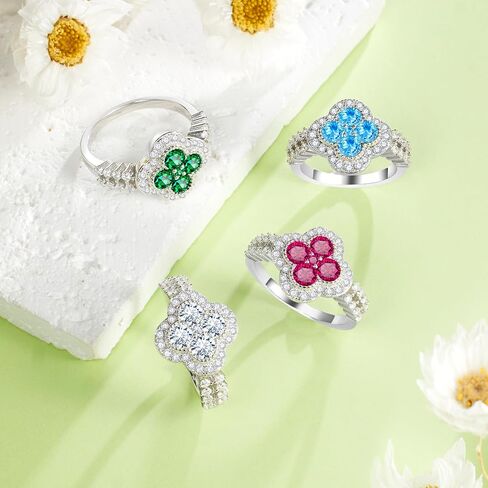 Irish Four Leaf Clover Ring For Women, Sterling S925 Silver Birthstone Ring, Shamrock Ring, Celtic Knot Infinity Ring in Saudi Arabia