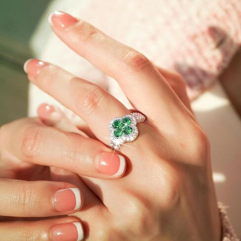 Irish Four Leaf Clover Ring For Women, Sterling S925 Silver Birthstone Ring, Shamrock Ring, Celtic Knot Infinity Ring in Saudi Arabia