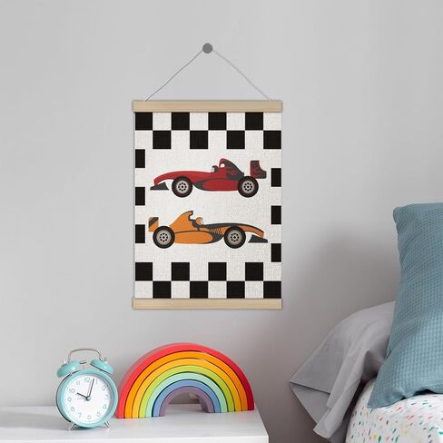 Race Car Room Decor for Boys Poster Hanger Frame 12x16 Inch, Retro Checkered Preppy Race Car Racing Flag Wall Art Decor for Boy Room Bedroom Playroom in Saudi Arabia
