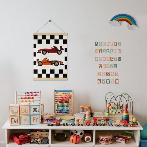 Race Car Room Decor for Boys Poster Hanger Frame 12x16 Inch, Retro Checkered Preppy Race Car Racing Flag Wall Art Decor for Boy Room Bedroom Playroom in Saudi Arabia