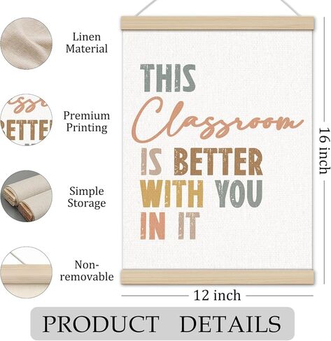 Boho Classroom Decor Poster Hanger Frame 12x16 Inch, Diversity Classroom Decor, This Class Room is Better with You In It Inclusive Wall Art Decor for Primary Middle High School in Saudi Arabia