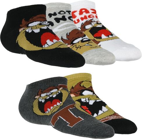 جوارب Looney Tunes Tasmanian Devil Socks Taz Hungry عبوة من 5 جوارب للكاحل تناسب مقاس الحذاء 5-10 in Kuwait