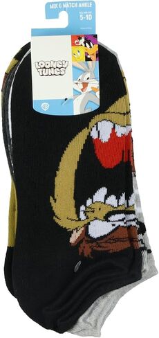 جوارب Looney Tunes Tasmanian Devil Socks Taz Hungry عبوة من 5 جوارب للكاحل تناسب مقاس الحذاء 5-10 in Kuwait