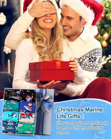 8 أزواج من جوارب عيد الميلاد Sharkmas للكبار في سن المراهقة لمحبي الحياة البحرية هدايا عيد الميلاد in Saudi Arabia
