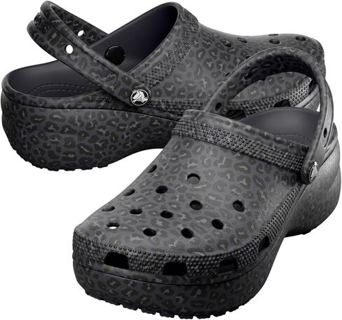Crocs Women's Classic Graphic Platform Clogs, Black Sand, 6 in Saudi Arabia