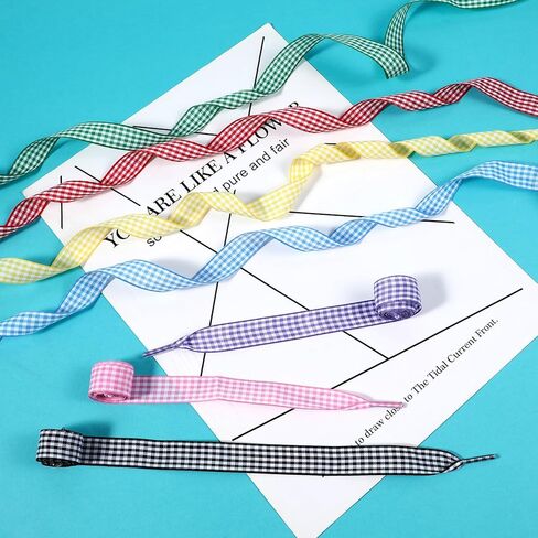 7 Pairs Ribbon Shoelaces for Women 1.5cm Wide Thin Flat Fantastic Plaid Checkered Shoe Laces Soft Plaid Ribbon Shoestrings Colorful Shoe Ties for Sneaker Sport Shoes in Saudi Arabia