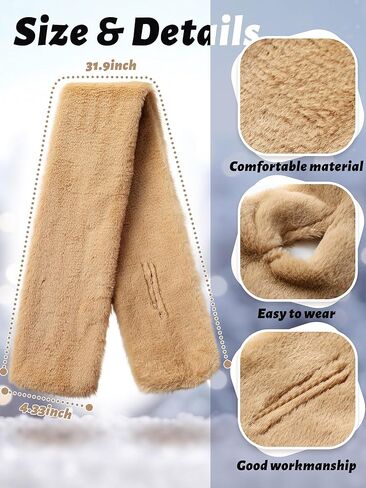 6 Pcs Winter Fur Collar Scarf Fur Mittens for Women Solid Color Faux Warm Soft Furry Wrap Scarf and Mittens in Saudi Arabia