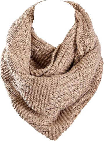 Marte&Joven Winter Knit Infinity Scarf for Women Thick Warm Khaki Circle Loop Scarves Holiday Gift, 1 in Saudi Arabia