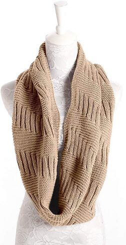 Marte&Joven Winter Knit Infinity Scarf for Women Thick Warm Khaki Circle Loop Scarves Holiday Gift, 1 in Saudi Arabia