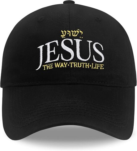 Christian Hats for Men Women Adjustable Size Baseball Cap Christian Easter Gifts Black in Saudi Arabia