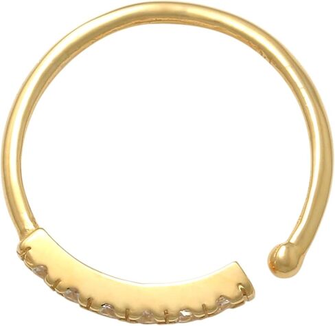 ANYGOLDS 14k Real Solid Gold Diamond Cz Nose Hoop Ring - 20g Piercing Jewelry for Cartilage, Daith, Helix, Tragus, Conch, Rook, Snug - 10mm Diameter, AAA Grade Cubic Zirconia -sold as a Single Piece in Saudi Arabia