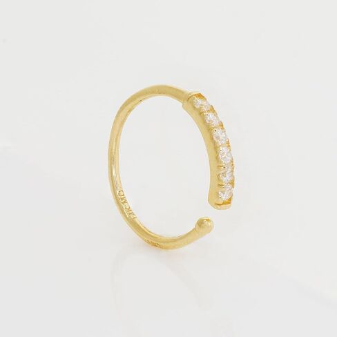 ANYGOLDS 14k Real Solid Gold Diamond Cz Nose Hoop Ring - 20g Piercing Jewelry for Cartilage, Daith, Helix, Tragus, Conch, Rook, Snug - 10mm Diameter, AAA Grade Cubic Zirconia -sold as a Single Piece in Saudi Arabia