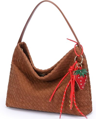 Woven Suede Shoulder Bag for Women,Suede Handbag Hobo Fashion Tote Bag Satchel for Work Weekend Travel Purse 2025 in Saudi Arabia