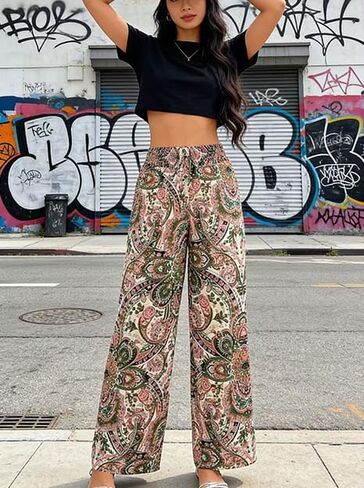 Women's Palazzo Lounge Pants Casual Wide Leg Pants High Waist Flowy Toursers in Saudi Arabia