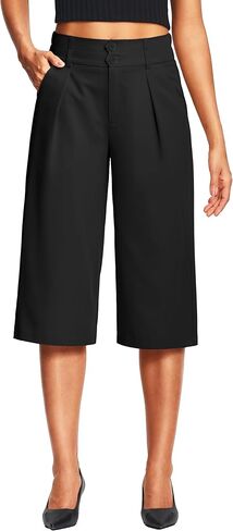18" Women’s Capri Pants with Pockets High Waisted Pleated Wide Leg Dressy Capris for Women Summer Business Casual in Saudi Arabia