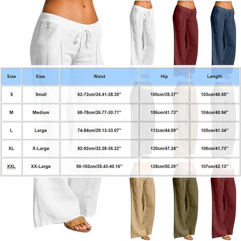 Womens Linen Pants Breathable Elastic Drawstring Low Rise 2026 Spring Beach Vacation Clothes for Women Summer Fashion in Kuwait