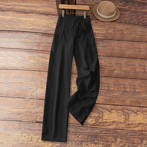 Womens Linen Pants Breathable Elastic Drawstring Low Rise 2026 Spring Beach Vacation Clothes for Women Summer Fashion in Kuwait