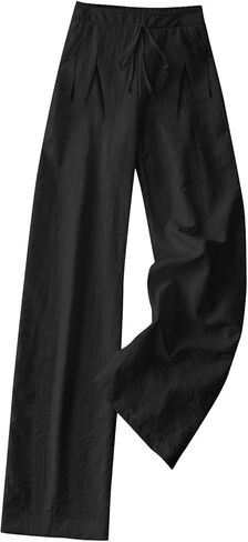 Womens Linen Pants Breathable Elastic Drawstring Low Rise 2026 Spring Beach Vacation Clothes for Women Summer Fashion in Kuwait