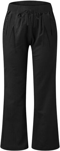 Womens Linen Pants Breathable Elastic Drawstring Low Rise 2026 Spring Beach Vacation Clothes for Women Summer Fashion in Kuwait