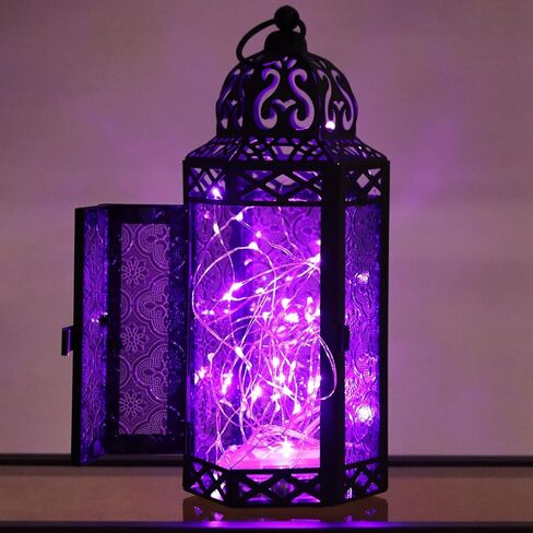 Indoor Outdoor Halloween LED Lights Lanterns for Party Table Decorations or Hanging, Purple and Orange, Set of 2 in Saudi Arabia