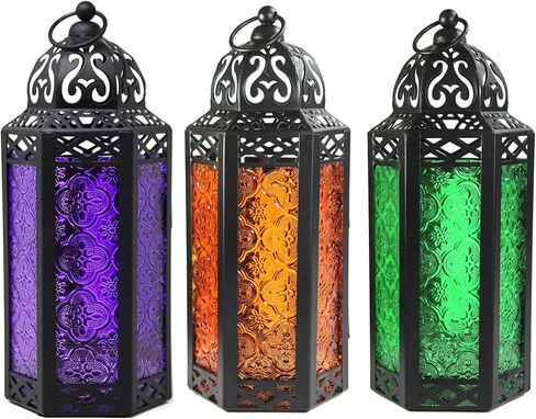 Indoor Outdoor Halloween LED Lights Lanterns for Party Table Decorations or Hanging, Purple and Orange, Set of 2 in Saudi Arabia