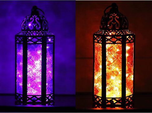 Indoor Outdoor Halloween LED Lights Lanterns for Party Table Decorations or Hanging, Purple and Orange, Set of 2 in Saudi Arabia