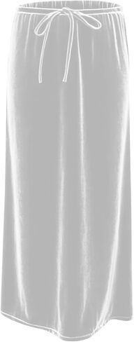 Women's Velvet Maxi Skirt Drawstring Elastic High Waist Skirts Fall Winter A-Line Party Long Skirts Dressy Outfits in Saudi Arabia