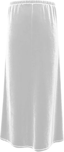 Women's Velvet Maxi Skirt Drawstring Elastic High Waist Skirts Fall Winter A-Line Party Long Skirts Dressy Outfits in Saudi Arabia