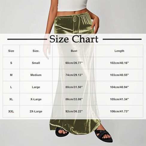 Women's Velvet Maxi Skirt Drawstring Elastic High Waist Skirts Fall Winter A-Line Party Long Skirts Dressy Outfits in Saudi Arabia