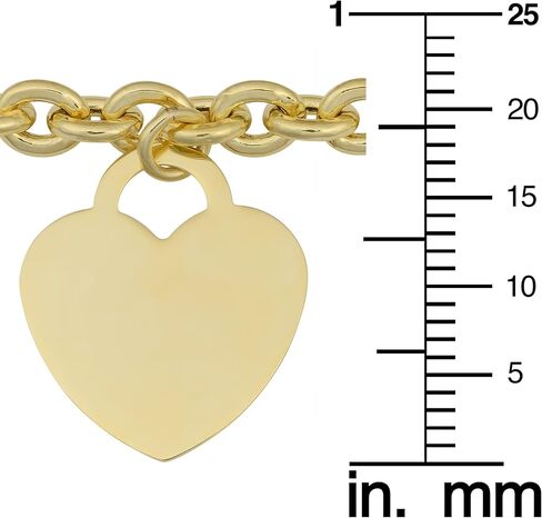 Kooljewelry 14k Yellow Gold Rolo Link Heart Charm Bracelet (7.25 inch) in Saudi Arabia