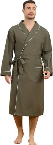 U2SKIIN Men's 100% Cotton Poplin Robe, with Shawl Collar & Adjustable Belt, Soft & Breathable Robe, Spa & Everyday Comfort in Saudi Arabia