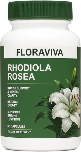Floraviva Rhodiola Rosea Capsules 500mg - Natural Adaptogen Supplement for Stress Support, Mental Focus & Energy - Non-GMO in Saudi Arabia