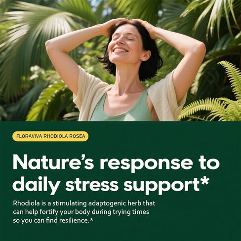 Floraviva Rhodiola Rosea Capsules 500mg - Natural Adaptogen Supplement for Stress Support, Mental Focus & Energy - Non-GMO in Saudi Arabia
