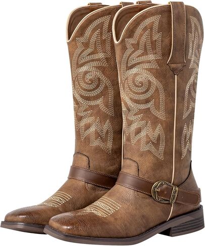 Square Toe Cowgirl Cowboy Boots for Women Western boots with Buckle Strap in Saudi Arabia