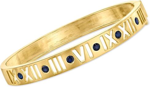 Ross-Simons 0.90 ct. t.w. Sapphire Roman Numeral Bangle Bracelet in 18kt Gold Over Sterling in Saudi Arabia