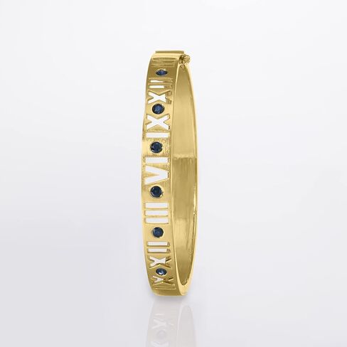Ross-Simons 0.90 ct. t.w. Sapphire Roman Numeral Bangle Bracelet in 18kt Gold Over Sterling in Saudi Arabia