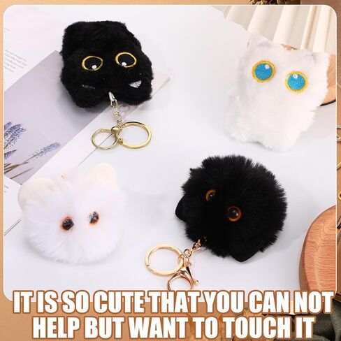 4Pcs Black Cat Bag Charms Cute Plush Keychain Backpack Charms Plush Car Purse Accessories for Women Cat Lover Gifts in Saudi Arabia