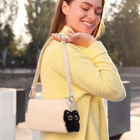 4Pcs Black Cat Bag Charms Cute Plush Keychain Backpack Charms Plush Car Purse Accessories for Women Cat Lover Gifts in Saudi Arabia