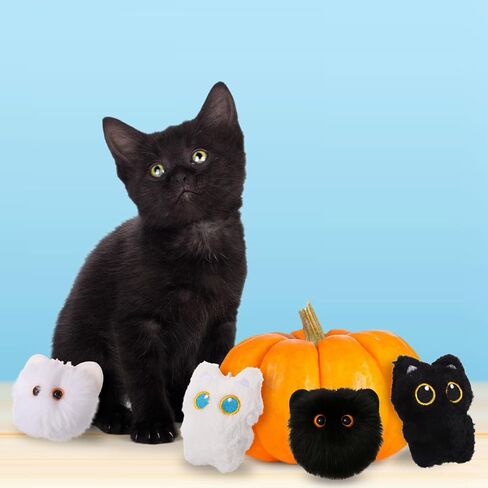 4Pcs Black Cat Bag Charms Cute Plush Keychain Backpack Charms Plush Car Purse Accessories for Women Cat Lover Gifts in Saudi Arabia