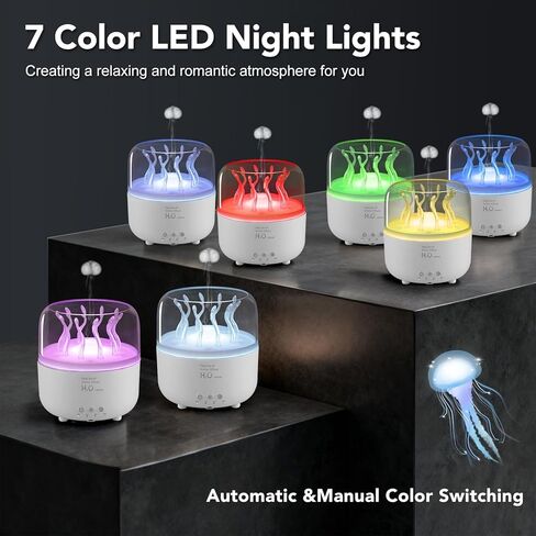 Jellyfish Diffuser 280ml, Cute humidifier, with Remote Control Timer, 7 Color LED Night Light, Essential oiluser Suitable for Home Office, Hotel spa Yoga Room, auto Shut-Off in Saudi Arabia