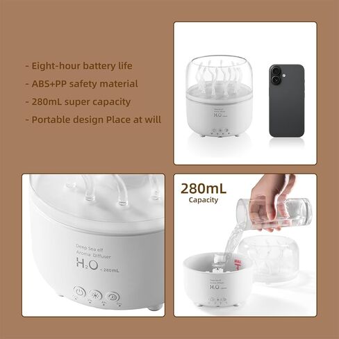 Jellyfish Diffuser 280ml, Cute humidifier, with Remote Control Timer, 7 Color LED Night Light, Essential oiluser Suitable for Home Office, Hotel spa Yoga Room, auto Shut-Off in Saudi Arabia