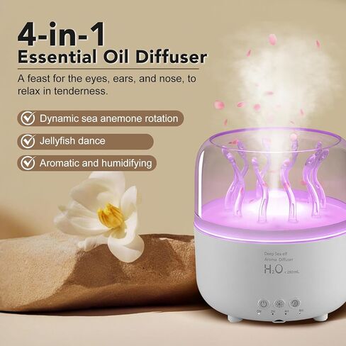 Jellyfish Diffuser 280ml, Cute humidifier, with Remote Control Timer, 7 Color LED Night Light, Essential oiluser Suitable for Home Office, Hotel spa Yoga Room, auto Shut-Off in Saudi Arabia
