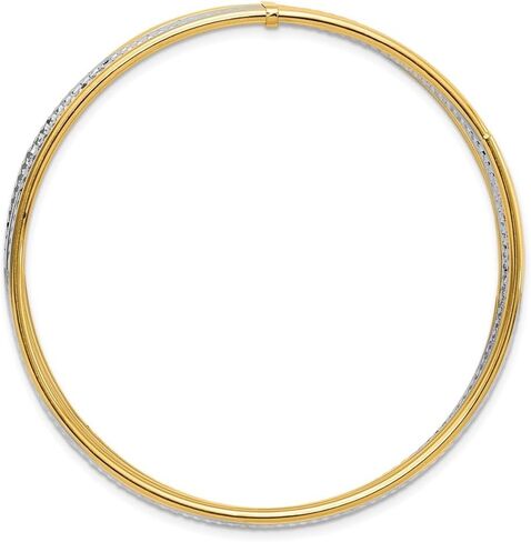 14K Two-tone Diamond-cut 7 Layer Slip on Bangle Bracelet for Women, AFJ-QG-LF1709-MP in Saudi Arabia