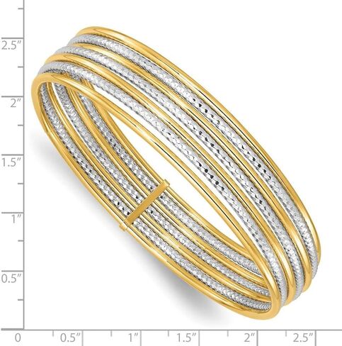 14K Two-tone Diamond-cut 7 Layer Slip on Bangle Bracelet for Women, AFJ-QG-LF1709-MP in Saudi Arabia