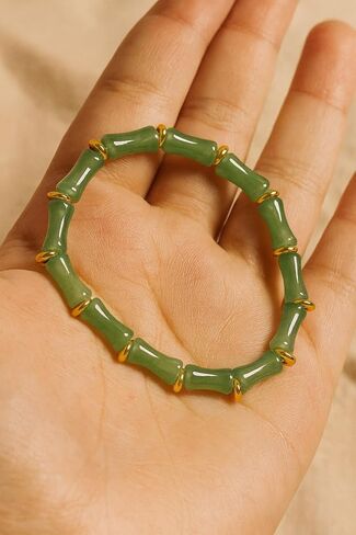Feng Shui Bracelet, Green Jade Gold Beads Stretch Protection Money Bracelet Wealth For Women Trendy Dainty Waterproof Abundance Rich Fortune Spiritual Jewelry Gift in Saudi Arabia